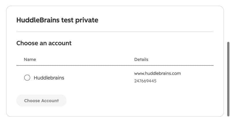 HubSpot asks which account to connect